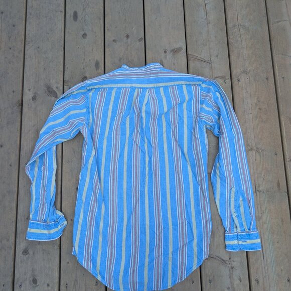 Polo by Ralph Lauren Button-Up Shirt Men's L Blue Striped Collared Casual Cotton - Picture 8 of 8